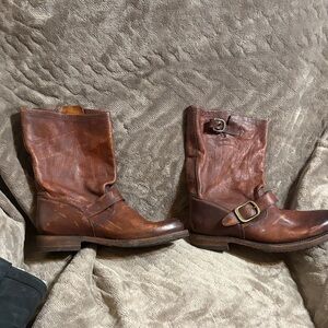 Frye Distressed Brown Leather Heeled Boots